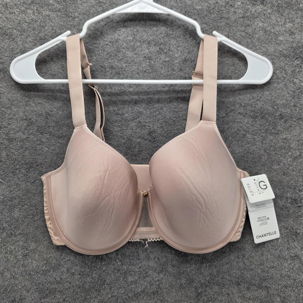 Chantelle Bra Womens 34DDD Beige T-Shirt Underwire Molded Full Coverage Lace